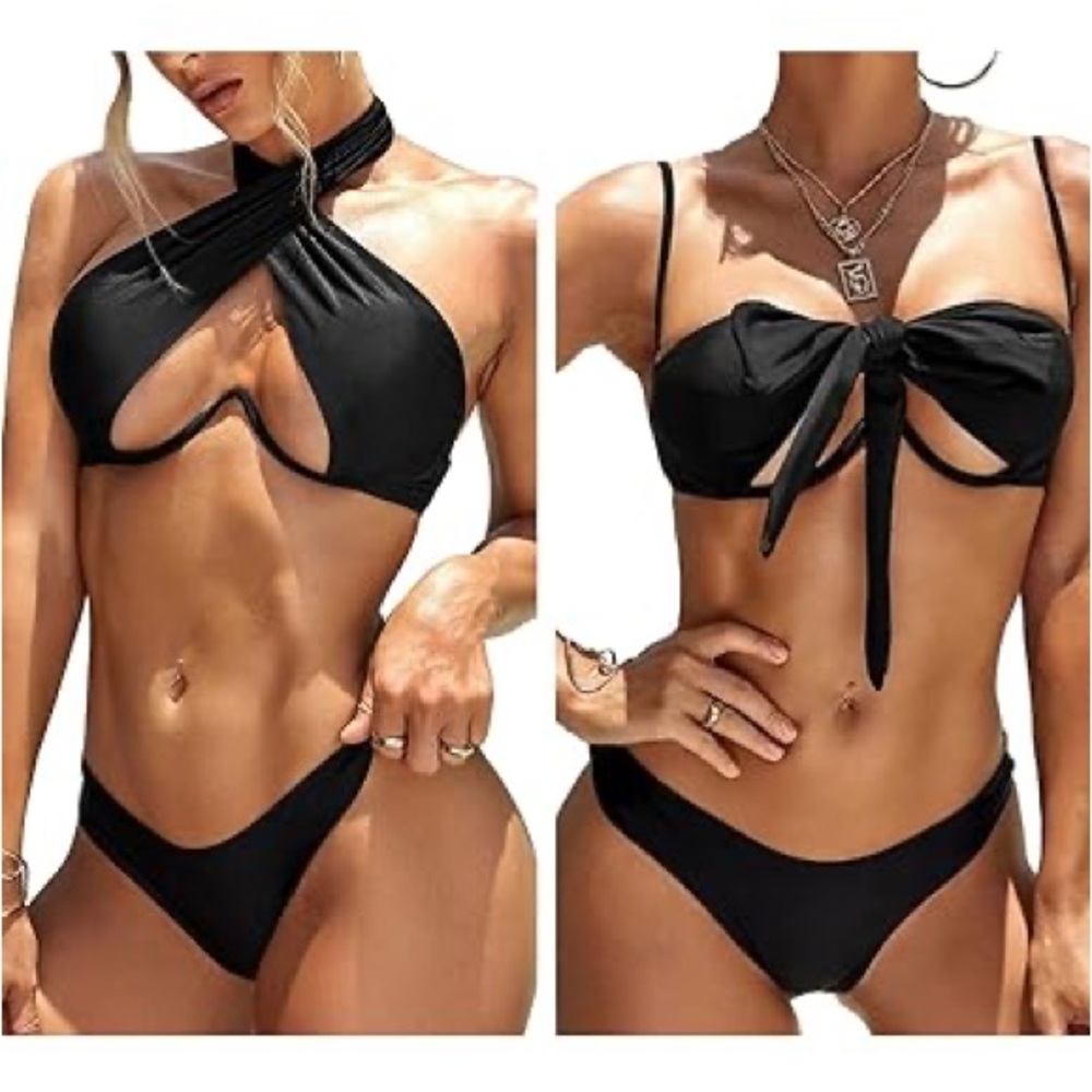 SOLD Lilosy NIB Sexy Black Halter Underwire Versatile Bikini